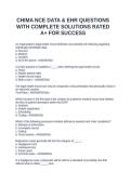 CHIMA NCE DATA & EHR QUESTIONS WITH COMPLETE SOLUTIONS RATED A&plus; FOR SUCCESS