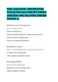 POUL 1010E EXAM 1 CERTIFICATION &NewLine;EVALUATION 2026 POULTRY SCIENCE &NewLine;QUESTIONS AND SOLUTIONS VERIFIED &NewLine;GRADED A&plus;