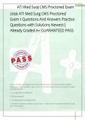 2026 ATI Med Surg CMS Proctored &NewLine;Exam 1 Questions And Answers Practice &NewLine;Questions with Solutions Newest &vert; &NewLine;Already Graded A&plus; GUARANTEED PASS 