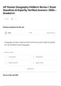 AP Human Geography Midterm Review &vert; Exam Questions & Expertly Verified Answers &vert;  2026 &ndash; Graded A&plus;