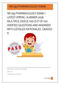 NR 293 PHARMACOLOGY EXAM 1 &NewLine;LATEST SPRING- SUMMER 2026 &NewLine;MULTIPLE CHOICE 100 OUT OF 100 &NewLine;VERIFIED QUESTIONS AND ANSWERD &NewLine;WITH GETAILED RATIONALES  GRADED &NewLine;A 