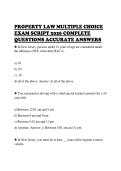 PROPERTY LAW MULTIPLE CHOICE &NewLine;EXAM SCRIPT 2026 COMPLETE &NewLine;QUESTIONS ACCURATE ANSWERS 