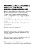 PROPERTY LAW MULTIPLE CHOICE &NewLine;EXAMPREP 2026 SOLVED &NewLine;QUESTIONS FULL SOLUTION SET 