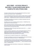 NCE PREP - ACCESS PRIVACY SECURITY EXAM QUESTIONS WITH COMPLETE SOLUTIONS 2026