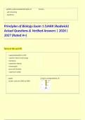 Principles of Biology Exam 1 &lpar;UARK Shadwick&rpar; Actual Questions & Verified Answers &vert; 2026 &vert; 2027 &lpar;Rated A&plus;&rpar;