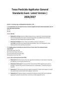 Texas Pesticide Applicator General&NewLine;Standards Exam Latest Version &vert;&NewLine;2026&sol;2027