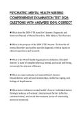 PSYCHIATRIC MENTAL HEALTH NURSING &NewLine;COMPREHENSIVE EXAMINATION TEST 2026 &NewLine;QUESTIONS WITH ANSWERS 100&percnt; CORRECT