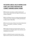 PSYCHIATRIC MENTAL HEALTH NURSING EXAM &NewLine;SCRIPT 2026 TESTED QUESTIONS AND &NewLine;CORRECT ANSWERS ALREADY PASSED
