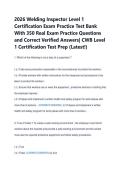 2026 Welding Inspector Level 1 &NewLine;Certification Exam Practice Test Bank &NewLine;With 350 Real Exam Practice Questions &NewLine;and Correct Verified Answers&vert; CWB Level &NewLine;1 Certification Test Prep &lpar;Latest&excl;&rpar; 