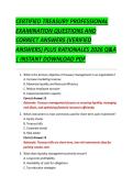 CERTIFIED TREASURY PROFESSIONAL &NewLine;EXAMINATION QUESTIONS AND &NewLine;CORRECT ANSWERS &lpar;VERIFIED &NewLine;ANSWERS&rpar; PLUS RATIONALES 2026 Q&A &NewLine;&vert; INSTANT DOWNLOAD PDF 