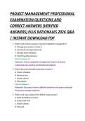 PROJECT MANAGEMENT PROFESSIONAL &NewLine;EXAMINATION QUESTIONS AND &NewLine;CORRECT ANSWERS &lpar;VERIFIED &NewLine;ANSWERS&rpar; PLUS RATIONALES 2026 Q&A &NewLine;&vert; INSTANT DOWNLOAD PDF 