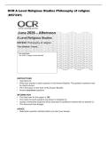 OCR A Level Religious Studies Philosophy of religion&NewLine;&lpar;H573&sol;01&rpar; 