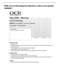 OCR A Level Sociology Socialisation&comma; culture and identity&NewLine;&lpar;H580&sol;01&rpar; 