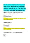 Vehicle Communication Systems Exam &NewLine;QUESTIONS AND CORRECT ANSWERS &NewLine;&lpar;VERIFIED ANSWERS&rpar; PLUS RATIONALES &NewLine;2026 Q&A &vert; INSTANT DOWNLOAD PDF 