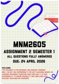 MNM2605 Assignment 2 Semester 1 Memo &vert; Due 24 April 2026