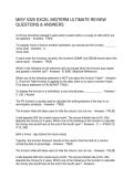 MISY 5325 EXCEL MIDTERM ULTIMATE REVIEW QUESTIONS & ANSWERS