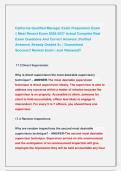 California Qualified Manager Exam Preparation Exam              &NewLine;&vert;&vert; Most Recent Exam 2026-2027 Actual Complete Real &NewLine;Exam Questions And Correct Answers &lpar;Verified &NewLine;Answers&rpar; Already Graded A&plus; &vert; Guaranteed                  &NewLine;Success&excl;&excl; Newest Exam &vert; Just R