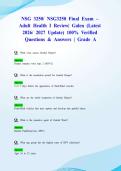 NSG 3250&sol; NSG3250 Final Exam &ndash; Adult Health I Review&vert; Galen &lpar;Latest 2026&sol; 2027 Update&rpar; 100&percnt; Verified Questions & Answers &vert; Grade A
