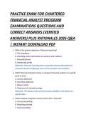 PRACTICE EXAM FOR CHARTERED &NewLine;FINANCIAL ANALYST PROGRAM &NewLine;EXAMINATIONS QUESTIONS AND &NewLine;CORRECT ANSWERS &lpar;VERIFIED &NewLine;ANSWERS&rpar; PLUS RATIONALES 2026 Q&A &NewLine;&vert; INSTANT DOWNLOAD PDF 