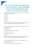 Driver Operator Mobile Water Supply Exam Actual Exam 2026&sol;2027 &ndash; Complete Exam-Style Questions with Detailed Rationales &vert; 100&percnt; Verified &ndash; Pass Guaranteed &ndash; A&plus; Graded&NewLine;&NewLine;