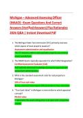 Michigan &ndash; Advanced Assessing Officer &lpar;MAAO&rpar; &ndash;Exam Questions And Correct&NewLine;Answers &lpar;Verified Answers&rpar; Plus Rationales 2026 Q&A &vert; Instant Download Pdf&NewLine;