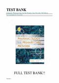 &NewLine;Test bank for Edmunds' Pharmacology for the Primary Care Provider 5th Edition with test questions and answers graded A&plus;