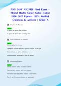 NSG 3450&sol; NSG3450 Final Exam &ndash; Mental Health Guide&vert; Galen &lpar;Latest 2026&sol; 2027 Update&rpar; 100&percnt; Verified Questions & Answers &vert; Grade A