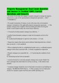 Property Management- Real Estate Question&NewLine;and Answer A&plus; Verified 100&percnt; Correct&NewLine;Questions and Answers