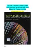 Test Bank - Database Systems&colon; Design&comma; &NewLine;Implementation&comma; and Management &lpar;13th &NewLine;Edition&rpar; by Coronel & Morris &NewLine;All Chapters with Answers &vert; A&plus; Graded 