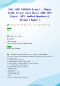 NSG 3450&sol; NSG3450 Exam 3 &ndash; Mental Health Review&vert; Galen &lpar;Latest 2026&sol; 2027 Update&rpar; 100&percnt; Verified Questions & Answers &vert; Grade A