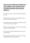 RHODE ISLAND JOURNEYMAN PLUMBER EXAM &NewLine;2026 FINAL ASSESSMENT PAPER TRADE SKILLS &NewLine;AND CODE COMPLIANCE COMPREHENSIVE &NewLine;QUESTIONS AND ANSWERS VERIFIED A&plus;