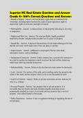 Superior NC Real Estate Question and Answer&NewLine;Grade A&plus; 100&percnt; Correct Questions and Answers