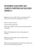 RN MATERNAL EXAM SCRIPT 2026 &NewLine;COMPLETE QUESTIONS AND SOLUTIONS &NewLine;GRADED A&plus;