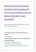 llinois Security Contractor Licensing&NewLine;Examination Practice Questions And Correct Answers &lpar;Verified Answers&rpar; Plus Rationales 2026 Q&A &vert; Instant Download Pdf&NewLine;