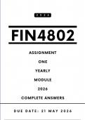 FIN4802 Assignment 1 Answers - Yearly Module &comma; 2026 &vert; Due Date 21 May 2026