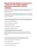 BIOL251 HUMAN ANATOMY & PHYSIOLOGY I &ndash; MODULE & LAB 3 &lpar;2026&rpar; &vert; VERIFIED QUESTIONS & ANSWERS &vert; PORTAGE LEARNING