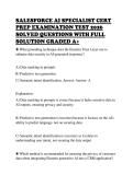 SALESFORCE AI SPECIALIST CERT &NewLine;PREP EXAMINATION TEST 2026 &NewLine;SOLVED QUESTIONS WITH FULL &NewLine;SOLUTION GRADED A&plus; 