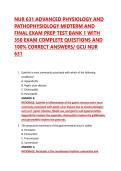 NUR 631 ADVANCED PHYSIOLOGY AND PATHOPHYSIOLOGY MIDTERM AND FINAL EXAM PREP TEST BANK 1 WITH 350 EXAM COMPLETE QUESTIONS AND 100&percnt; CORRECT ANSWERS&sol; GCU NUR 631