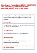 Police Sergeant Practice EXAM 2026-2027 NEWEST EXAM &NewLine;WITH COMPLETERR QUESTIONS AND CORRECT &NewLine;ANDSWERSVERIFIED 100&percnt; LATEST UPDATE 