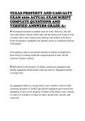 TEXAS PROPERTY AND CASUALTY &NewLine;EXAM 2026 ACTUAL EXAM SCRIPT &NewLine;COMPLETE QUESTIONS AND &NewLine;VERIFIED ANSWERS GRADE A&plus;  