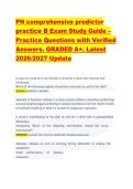 PN comprehensive predictor &NewLine;practice B Exam Study Guide &ndash; &NewLine;Practice Questions with Verified &NewLine;Answers&period; GRADED A&plus;&period; Latest &NewLine;2026&sol;2027 Update 