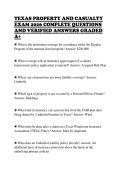 TEXAS PROPERTY AND CASUALTY &NewLine;EXAM 2026 COMPLETE QUESTIONS &NewLine;AND VERIFIED ANSWERS GRADED &NewLine;A&plus; 