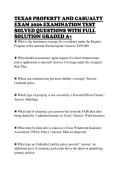 TEXAS PROPERTY AND CASUALTY &NewLine;EXAM 2026 EXAMINATION TEST &NewLine;SOLVED QUESTIONS WITH FULL &NewLine;SOLUTION GRADED A&plus;  