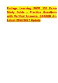 Portage Learning BIOD 151 Exam &NewLine;Study Guide &ndash; Practice Questions &NewLine;with Verified Answers&period; GRADED A&plus;&period; &NewLine;Latest 2026&sol;2027 Update &NewLine;