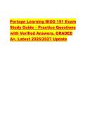 Portage Learning BIOD 151 Exam &NewLine;Study Guide &ndash; Practice Questions &NewLine;with Verified Answers&period; GRADED &NewLine;A&plus;&period; Latest 2026&sol;2027 Update &NewLine;
