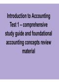Introduction to Accounting Test 1 Comprehensive Study Guide Exam Review Material Foundational Accounting Concepts Financial Statements Basics 2025&sol; 2026