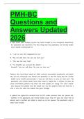 PMH-BC Questions and Answers Updated 2026