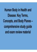 Human Body in Health and Disease Key Terms Concepts and Body Planes Comprehensive Study Guide Exam Review Material Anatomy Orientation and Medical Terminology 2025&sol; 2026