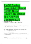 ANCC Review Psychiatric Mental Health Nurse Review Questions and Answers Updated 2026