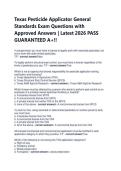 Texas Pesticide Applicator General Standards Exam Questions with Approved Answers &vert; Latest 2026 PASS GUARANTEED A&plus;&excl;&excl;